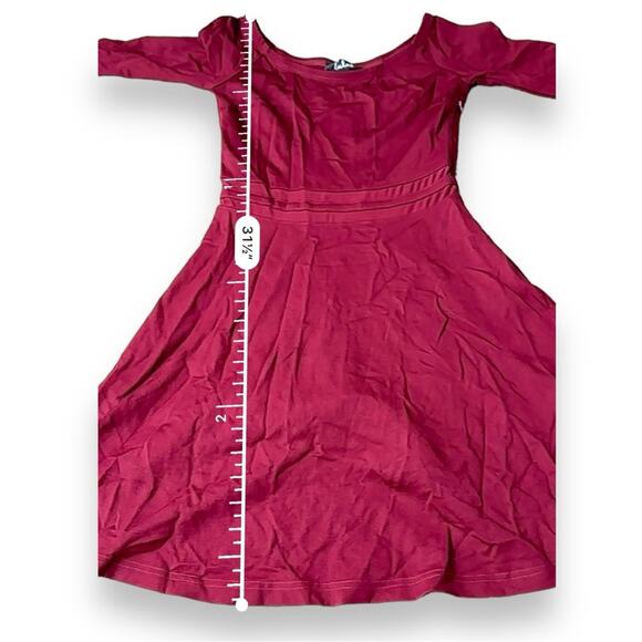 Lulus‎ Yes to the Mesh Wine Red Half Sleeve Skater Mini Dress Size S - Picture 11 of 11